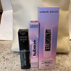 Makeup Set: setting spray, mascara, lipstick